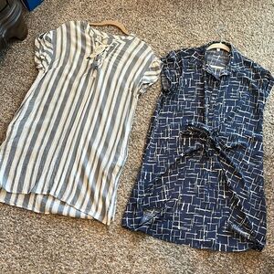 She + Sky  and Tribal Jeans  Blue and Cream Button Down Dresses